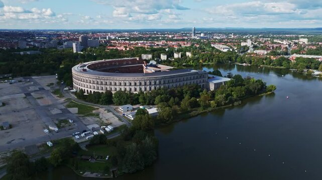 Aerial view of the Kongresshalle in Nuremberg, Germany.
