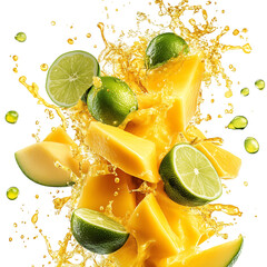 Mango Lime Juice Pop Isolated on Transparent Background
