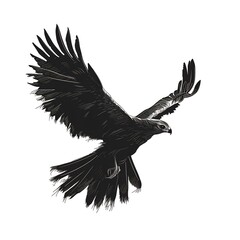 Minimalist silhouette Hawk circling overhead predator clean vector lines main color black accent color none simple background