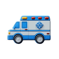 Volumetric illustration of an ambulance featuring distinct colors and design elements for educational purposes