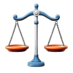 Volumetric illustration of a balance scale with colorful bowls set against a simple background
