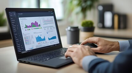 Analyzing Financial Data on Tablet in Office