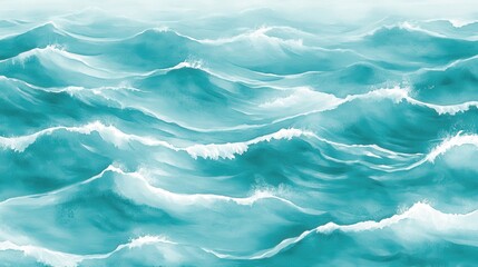 Obraz premium Ocean waves depicted in a textured teal hue.