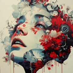 Floral Woman Portrait Art