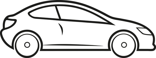 Minimalist Car Line Art Side View.