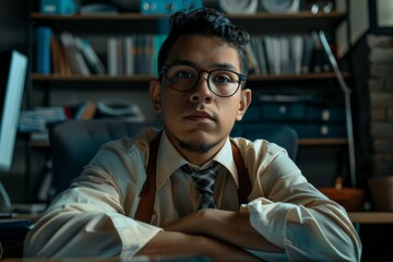 Obraz premium Portrait of a young Hispanic male Accountant