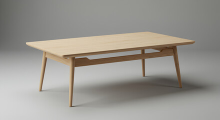 Fototapeta premium Modern Wooden Coffee Table With Minimalist Design On Gray Background