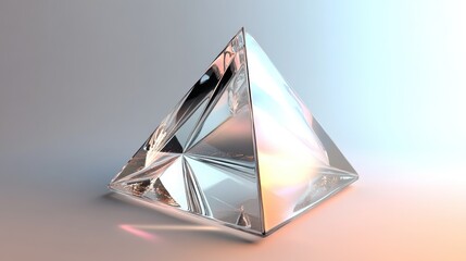 Glass pyramid, light reflection, white background, concept art, for website design