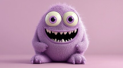 Obraz premium Happy purple monster studio shot, playful background