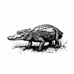 Fototapeta premium background silhouette Crocodile walking land low profile clean vector lines main color black accent color none simple Minimalist
