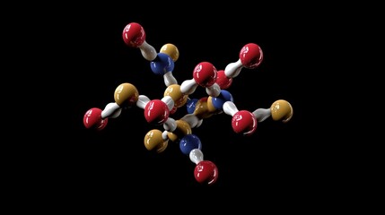 Molecular structure, science, 3D render, dark background, research