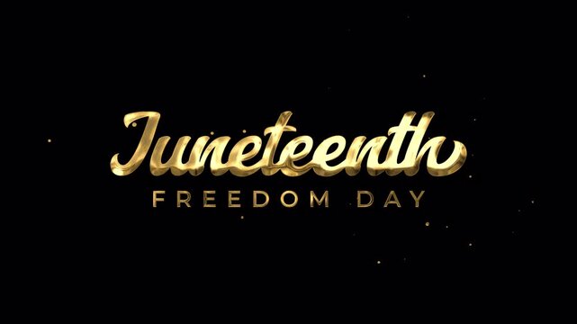 Juneteenth Freedom Day Text Animation. Suitable for greeting cards, Juneteenth Freedom Day celebrations, social media posts with alpha or transparent background