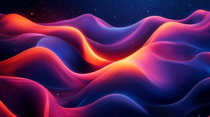 Obraz premium Abstract digital landscape with vibrant color waves.