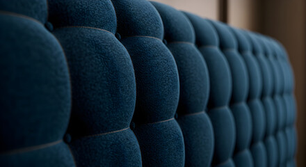 Obraz premium Deep Blue Buttoned Upholstery Texture Fabric Close Up View