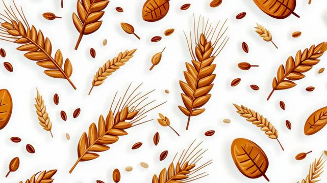 Golden Grain Pattern: An artful pattern featuring wheat, barley, and rye elements, showcasing the beauty of natural resources.