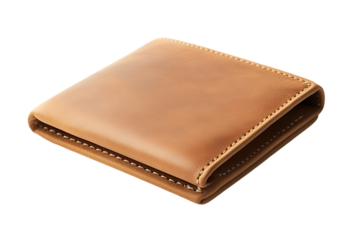 Tan Leather Bi-Fold Wallet, Closed View