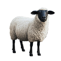 Fototapeta premium Adorable fluffy sheep isolated on studio shot 3d leg wool farm cute lamb on transparent background
