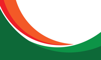 Abstract wave background in green, orange, and red curves over a white backdrop. Perfect for national themes, creative presentations, or patriotic promotional content.