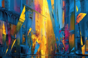 Fototapeta premium Colorful, fractured city