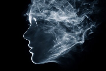 Smoky silhouette of a human face, representing abstract thought and creativity