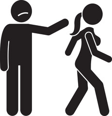 Person Rejecting Woman Walking Away Icon, Man and Woman