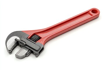 Obraz premium adjustable pipe wrench in open position, placed flat, isolated with light shadow on white background