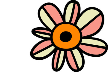 cute flower ornament with outline, suitable for coloring book, sticker, or journaling.