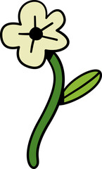 cute flower ornament with outline, suitable for coloring book, sticker, or journaling.