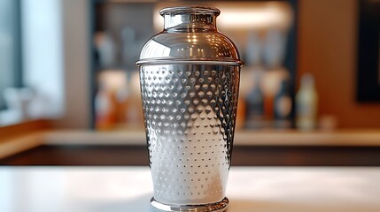 Elegant Silver Cocktail Shaker On Bar Top Offers High Resolution Images