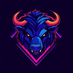 Fototapeta premium Bold stylized bull head illustration with vivid neon gradient aesthetic