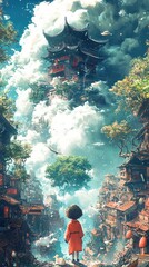 Floating Asian Cityscape