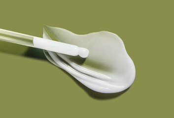 Pipette serum texture white swatch sample on green background