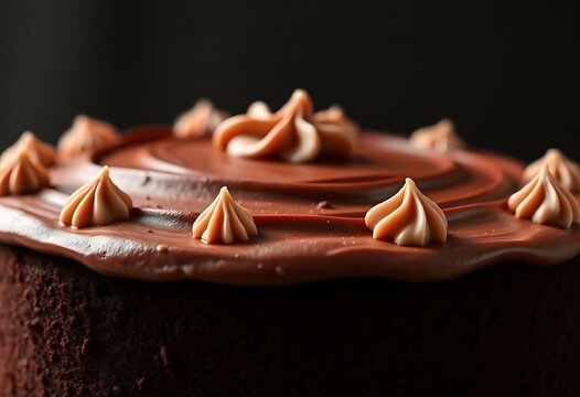 close up of a chocolate cake with icing