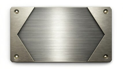 Brushed Metal Plate with Angled Frame and Fasteners A Modern Industrial Design Element