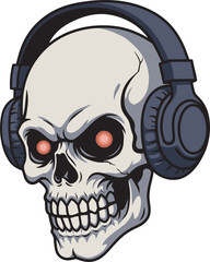 Skull with Headphones illustration
