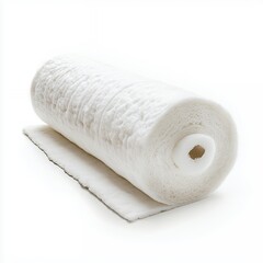 Fototapeta premium White Textured Fabric Roll on Bright Background