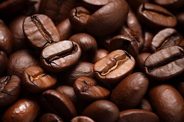 Naklejka premium Aromatic arabica beans texture showcasing rich brown hues and intricate details