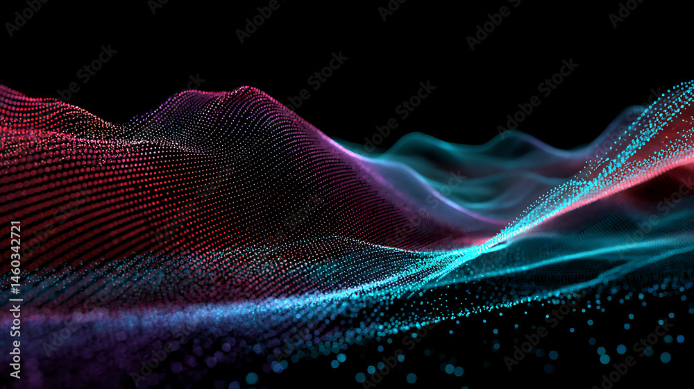 Aufkleber abstract digital wave flowing through big data