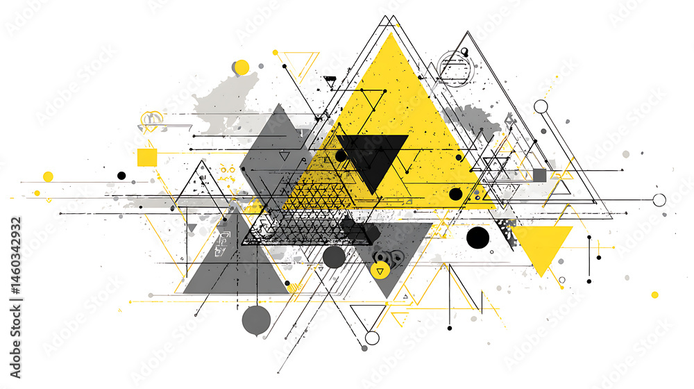 Poster Abstract geometric design overlay with lines and triangles, isolated