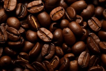 Obraz premium Aromatic Coffee Bean Abundance: Captivating Close-Up of a Textured Pile
