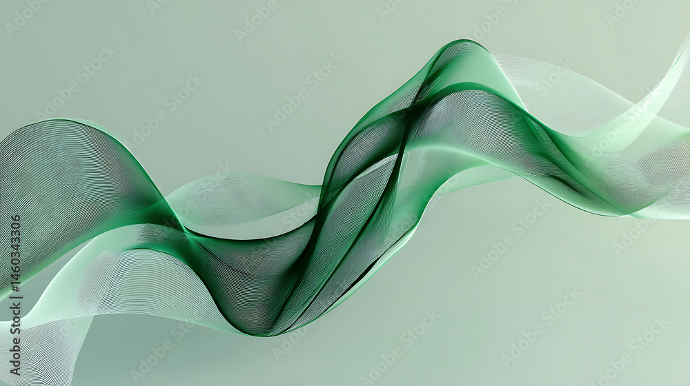 Poster abstract green wave curve isolated