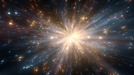 Fototapeta premium Abstract light in space background, warp speed dreams, glowing universe, galactic burst, energy in cosmos, sparkling stars, show in space