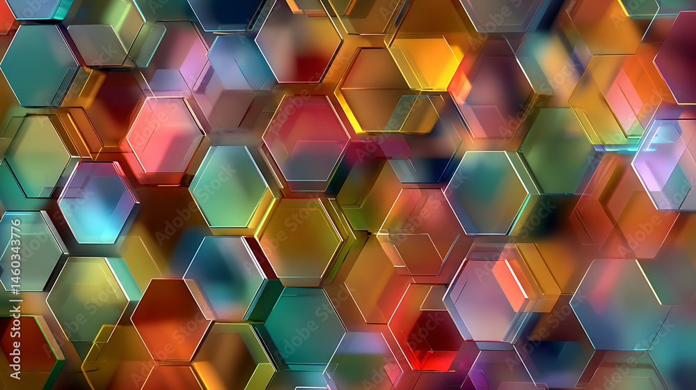 Poster abstract multicolored background of glass hexagons
