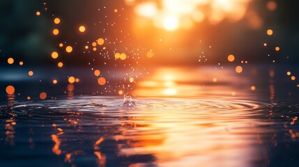 Golden ripples on water reflecting sunset light.