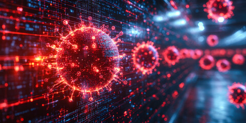 Obraz premium Visual representation of cybersecurity and firewall protection against cyber threats in a digital environment