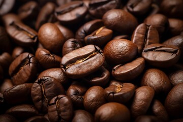 Fototapeta premium Aromatic coffee beans background showcasing rich textures and inviting warmth