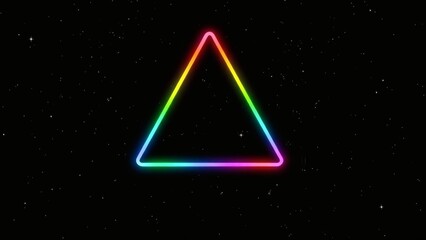 Colorful LGBT Triangle Symbol glowing against a night sky background