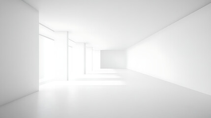 Fototapeta premium A large, empty room with white walls and a white ceiling