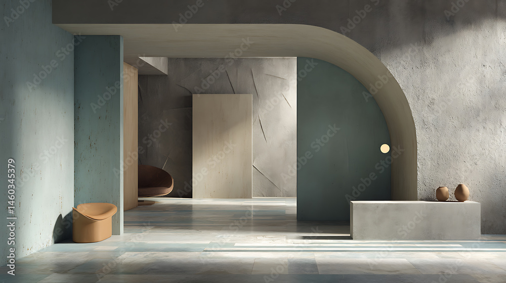 Poster an architectural background featuring an abstract interior design in a concrete room