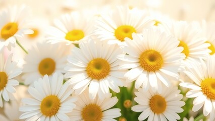 Obraz premium Happy Mothers Day Sale background with daisies and soft sunlight glow